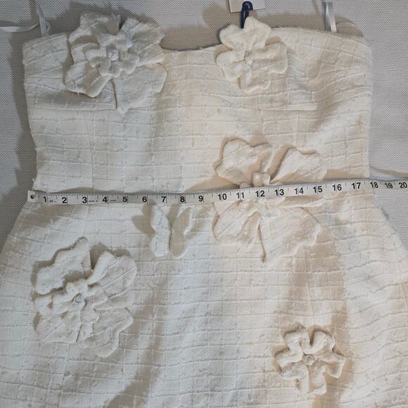 LEO LIN Snow Rosario Strapless Floral Appliqué Tweed Mini Dress Sz 12 NWT - Picture 9 of 12